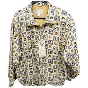 Rhoda Lynne Silk Vintage Light Zip Up Jacket Sz L